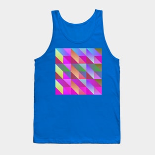 Pink Blue Burgundy Yellow Modern Geometric Angles and Boxes Tank Top